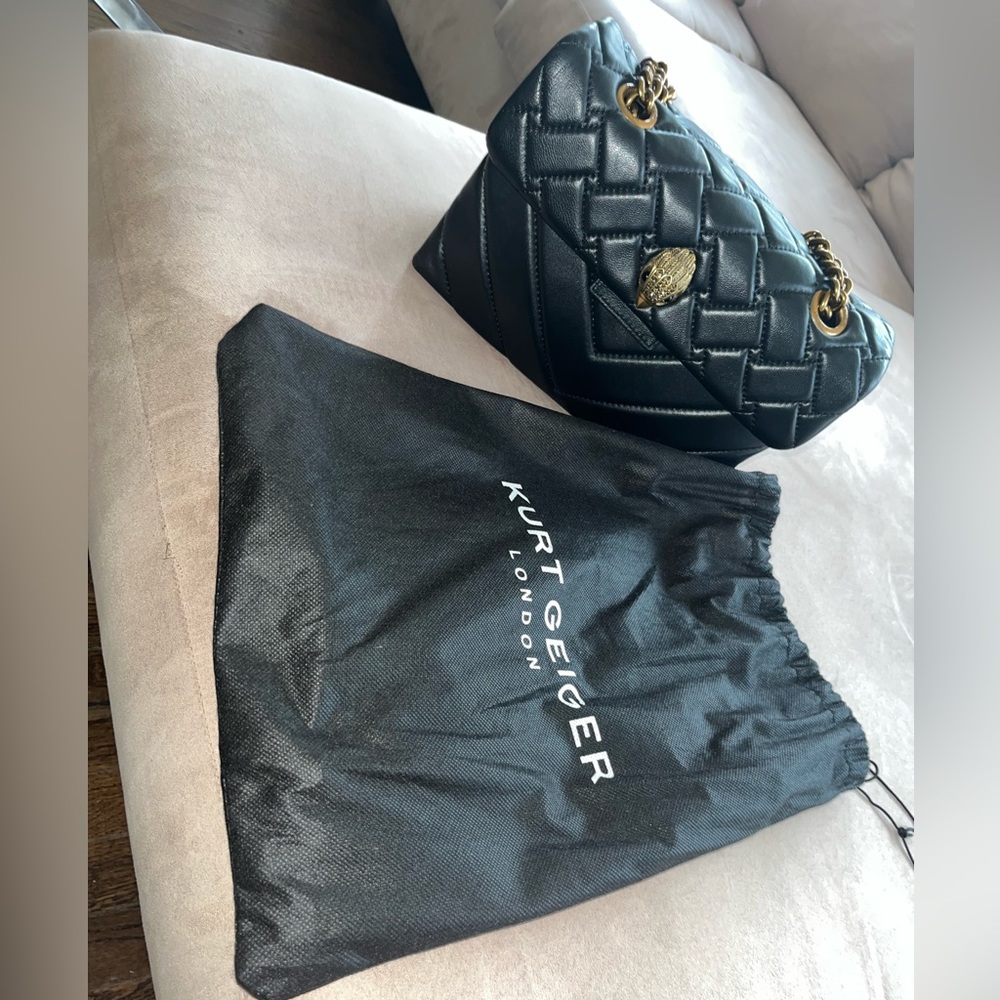 Kurt Geiger medium size leather quilted black purse The Kensington